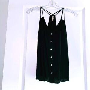 Black Button-Up Strappy Top